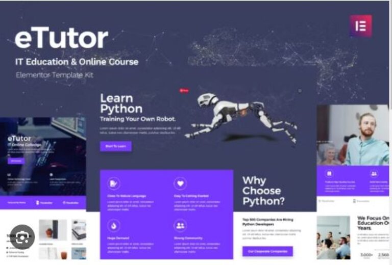 eTutor - Education & Online Course Elementor Pro Template Kit