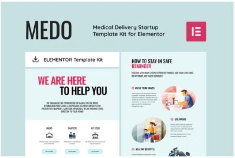 MEDO - Medical Delivery Startup Elementor Template Kit