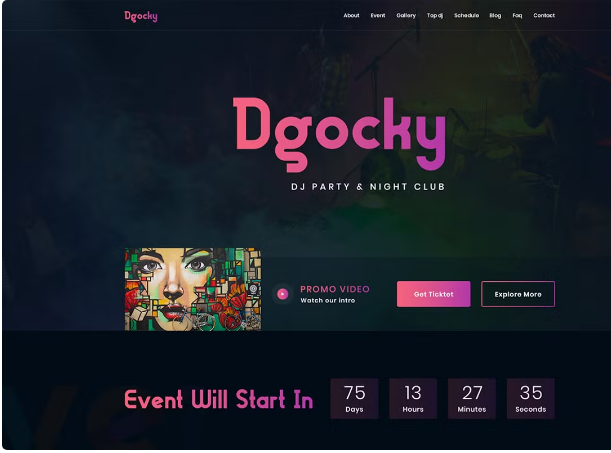 Dgocky – DJ Party & Night Club HTML Template